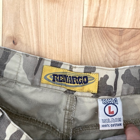 VINTAGE REMARGO 100% COTTON Cargo Pants Camo Print BEIGE GRAY zip fly 29 M - Picture 3 of 7
